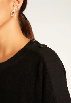 Montagut Wool and velvet sweater with shoulder buttons - Rochelle