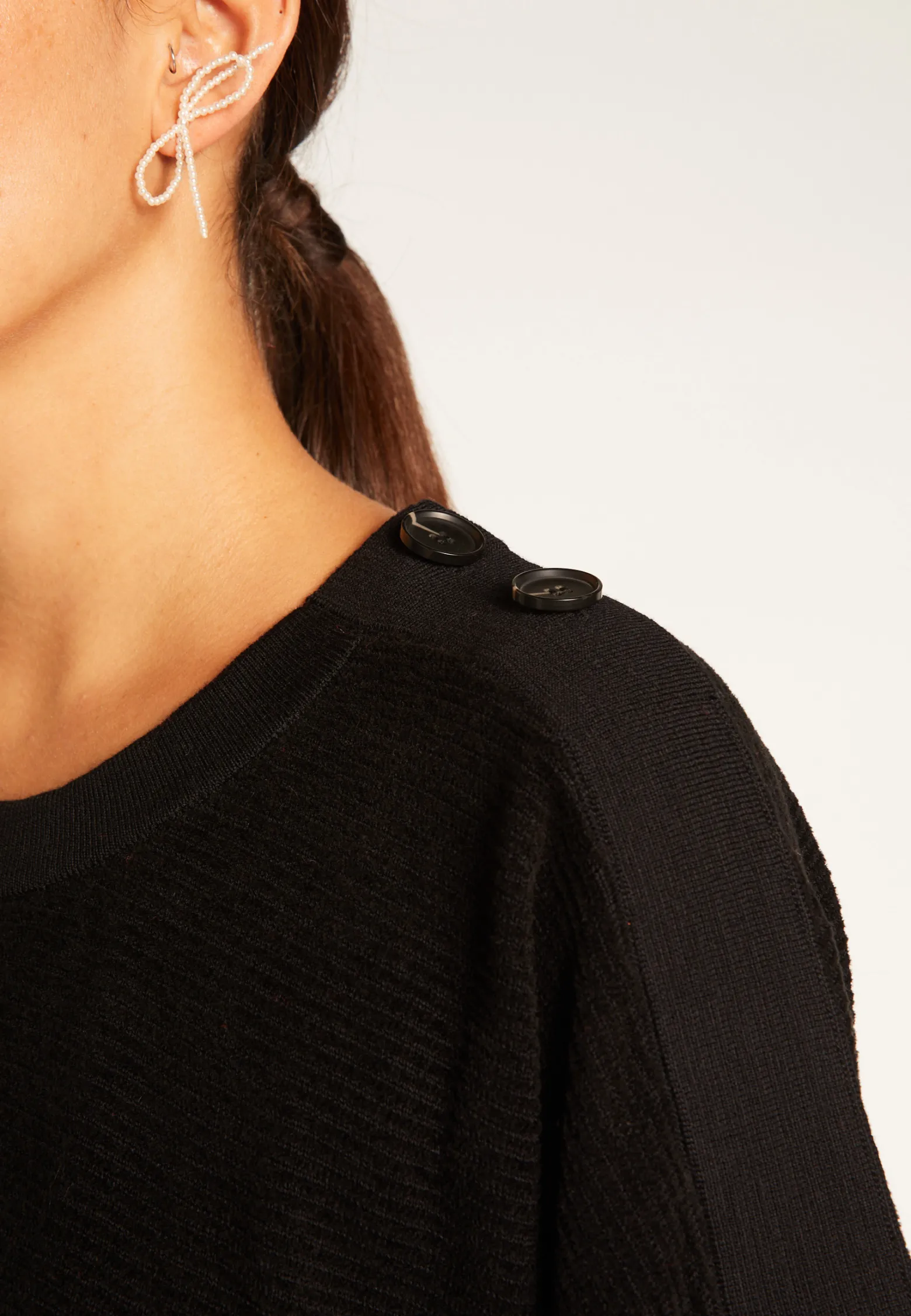 Montagut Wool and velvet sweater with shoulder buttons - Rochelle
