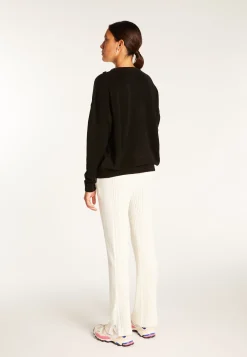 Montagut Wool and velvet sweater with shoulder buttons - Rochelle