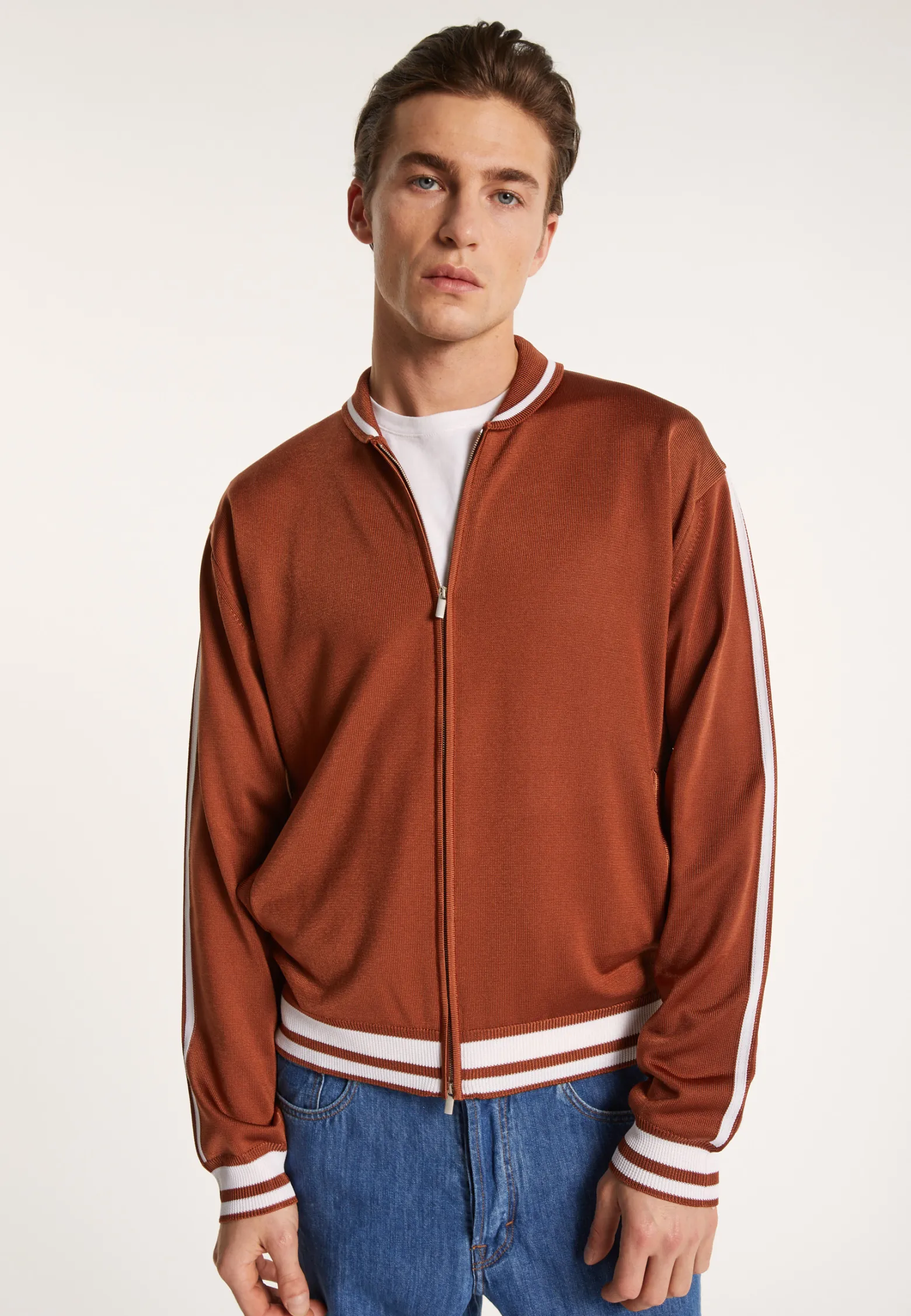 Montagut Zipped cardigan in Fil Lumière - Paddy