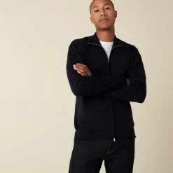 Montagut Zipped cardigan with logo in merino wool - Estian