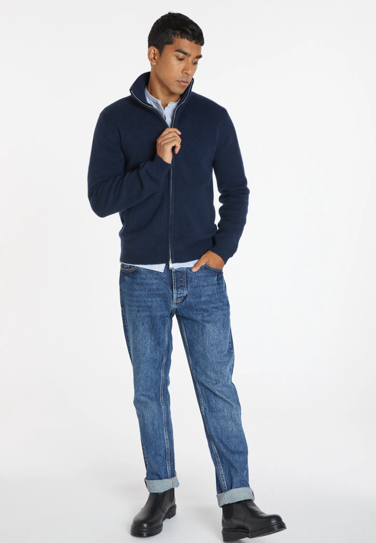 Montagut Zipped jacket in 4-ply cashmere - Balthazar